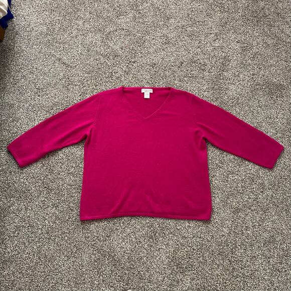 Worthington dark pink cashmere v-neck sweater size XL - Picture 5 of 12
